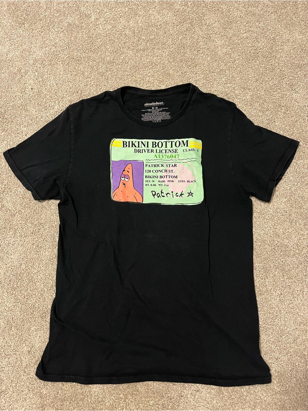 Nickelodeon Black Patrick Star Bikini Bottom License Graphic Tee